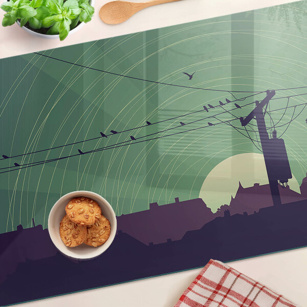 Tabla de cortar de cristal Pájaros en cables eléctricos