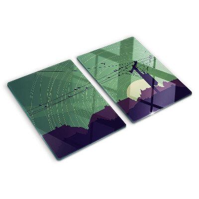 Tabla de cortar de cristal Pájaros en cables eléctricos