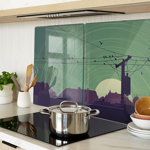 Tabla de cortar de cristal Pájaros en cables eléctricos