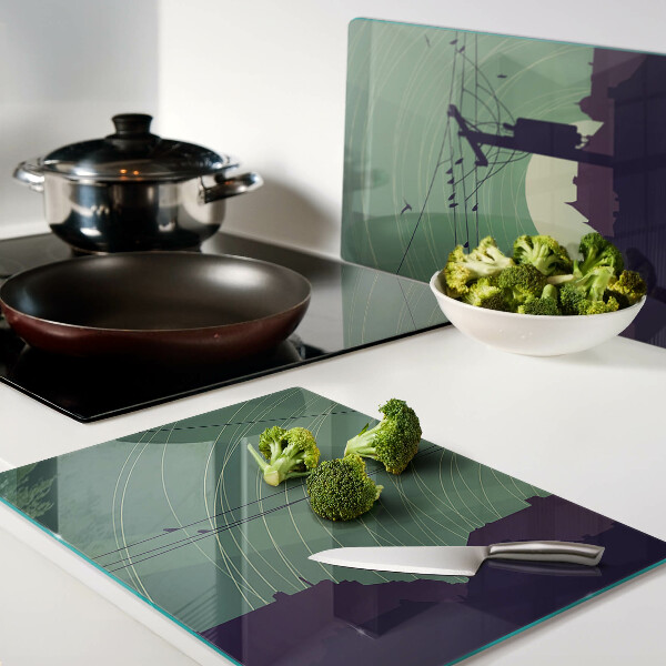 Tabla de cortar de cristal Pájaros en cables eléctricos