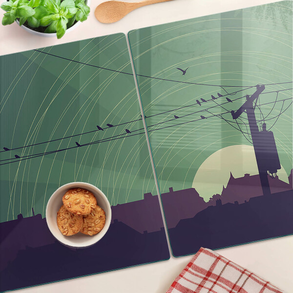 Tabla de cortar de cristal Pájaros en cables eléctricos