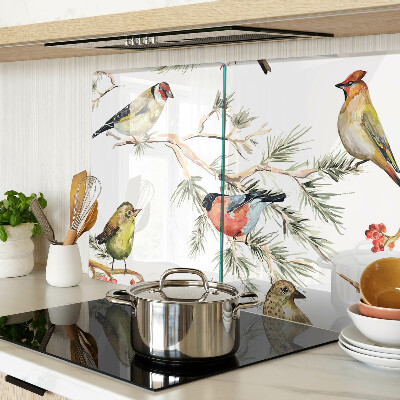 Szklana deska kuchenna Ptaki na gałęziach z owocami