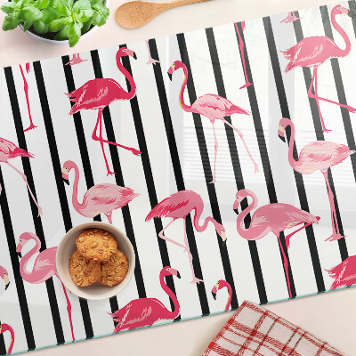 Szklana deska kuchenna Flamingi na paskach