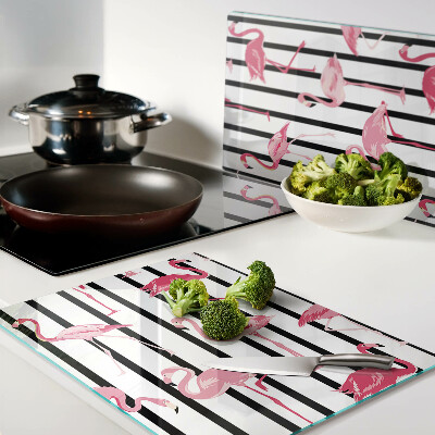 Szklana deska kuchenna Flamingi na paskach