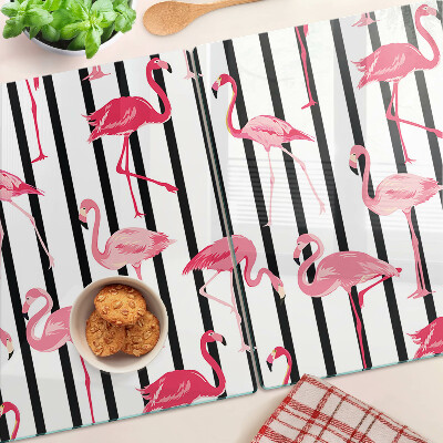 Szklana deska kuchenna Flamingi na paskach