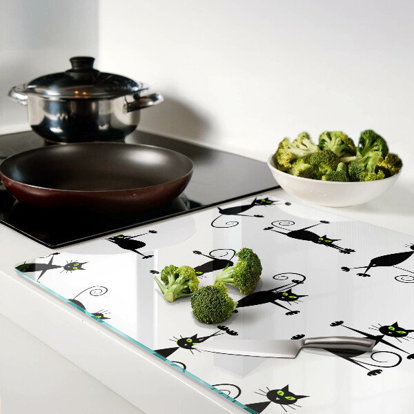 Deska kuchenna szklana Czarne koty z zielonymi oczami