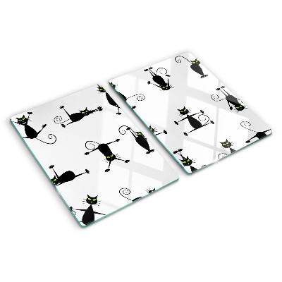 Deska kuchenna szklana Czarne koty z zielonymi oczami