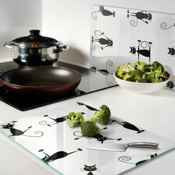 Tabla de cortar Gatos negros con ojos verdes