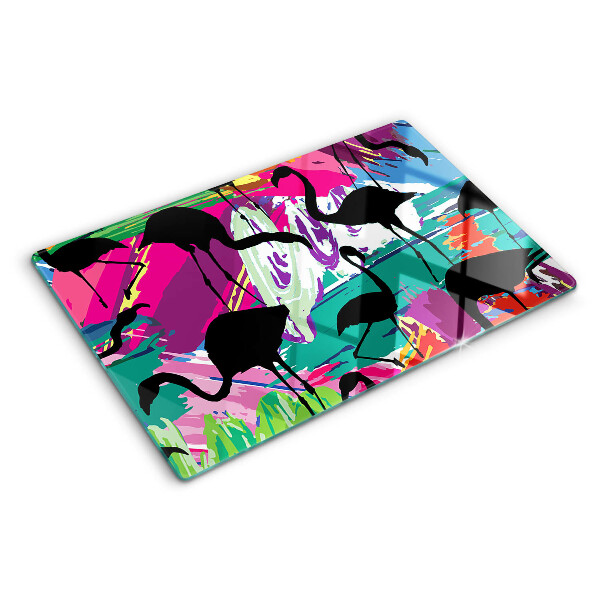 Tabla para cortar Flamencos sobre un fondo colorido