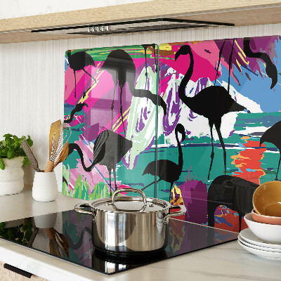 Tabla para cortar Flamencos sobre un fondo colorido