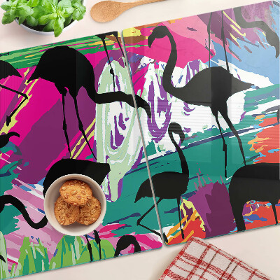 Tabla para cortar Flamencos sobre un fondo colorido