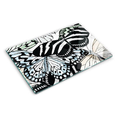 Tabla de cortar de cristal Motivo de mariposa en varios colores.