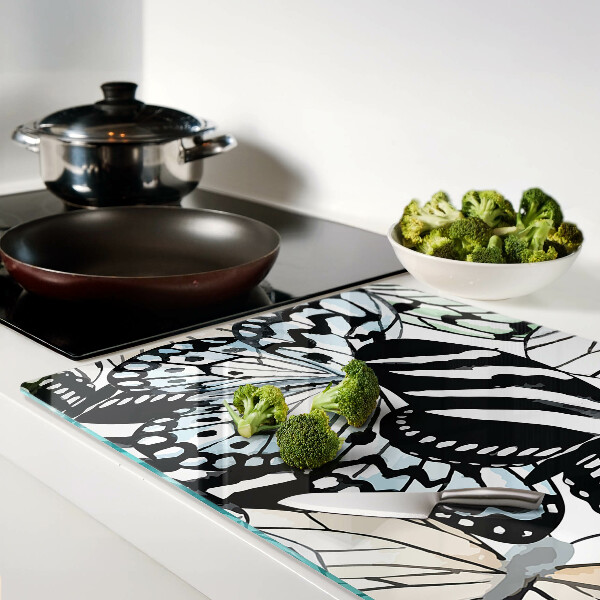 Tabla de cortar de cristal Motivo de mariposa en varios colores.