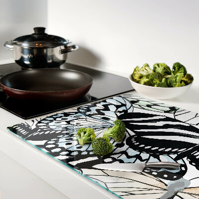 Tabla de cortar de cristal Motivo de mariposa en varios colores.