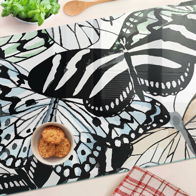 Tabla de cortar de cristal Motivo de mariposa en varios colores.