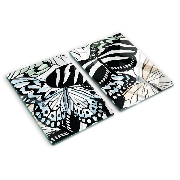 Tabla de cortar de cristal Motivo de mariposa en varios colores.