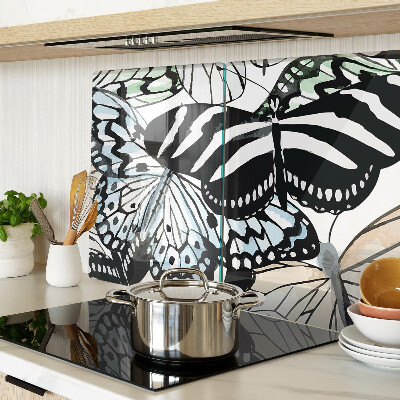 Tabla de cortar de cristal Motivo de mariposa en varios colores.