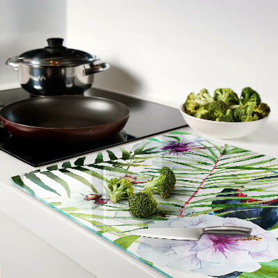 Szklana deska do krojenia Tropikalny motyw z ptakami i roślinami