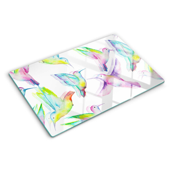 Tabla para cortar Colibríes en estilo acuarela