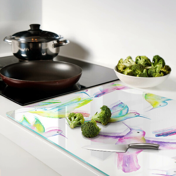 Szklana deska kuchenna Kolibry w akwarelowym stylu