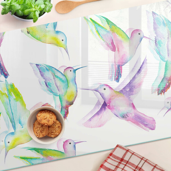 Tabla para cortar Colibríes en estilo acuarela