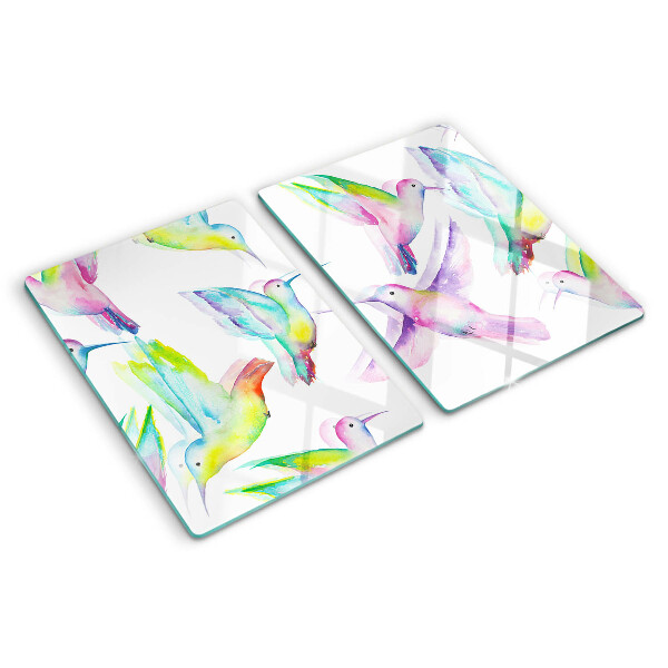 Tabla para cortar Colibríes en estilo acuarela
