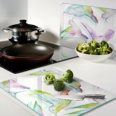 Tabla para cortar Colibríes en estilo acuarela