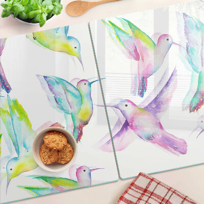 Szklana deska kuchenna Kolibry w akwarelowym stylu