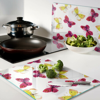 Szklana deska kuchenna Motyw motyli w kolorach wiosennych