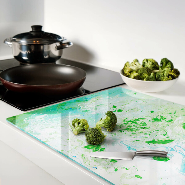 Tabla de cocina Remolinos abstractos en verde y azul