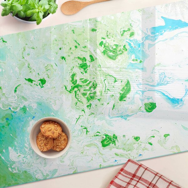 Tabla de cocina Remolinos abstractos en verde y azul