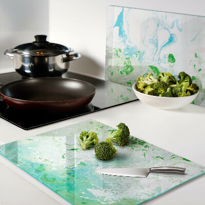 Tabla de cocina Remolinos abstractos en verde y azul