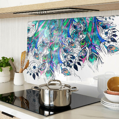 Szklana deska do krojenia Pióra pawia w kolorach zieleni i niebieskiego