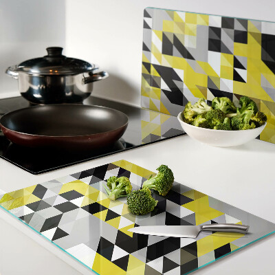 Tabla de cortar Geometría en tonos amarillos y negros.