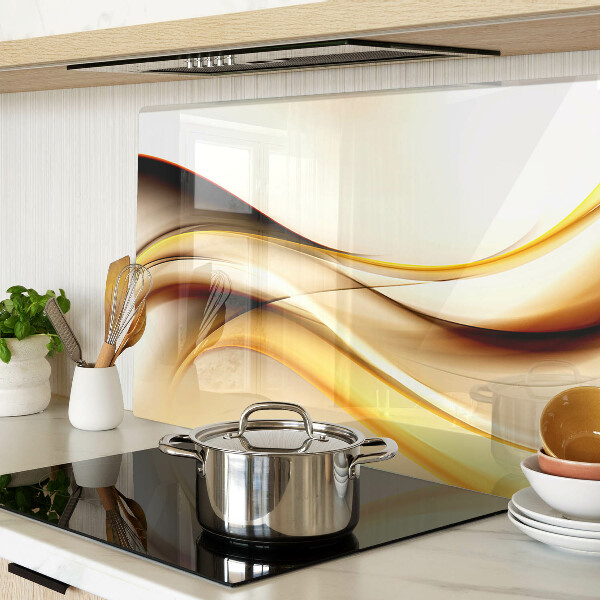 Tabla de cortar de cristal Ondas abstractas en tonos dorados