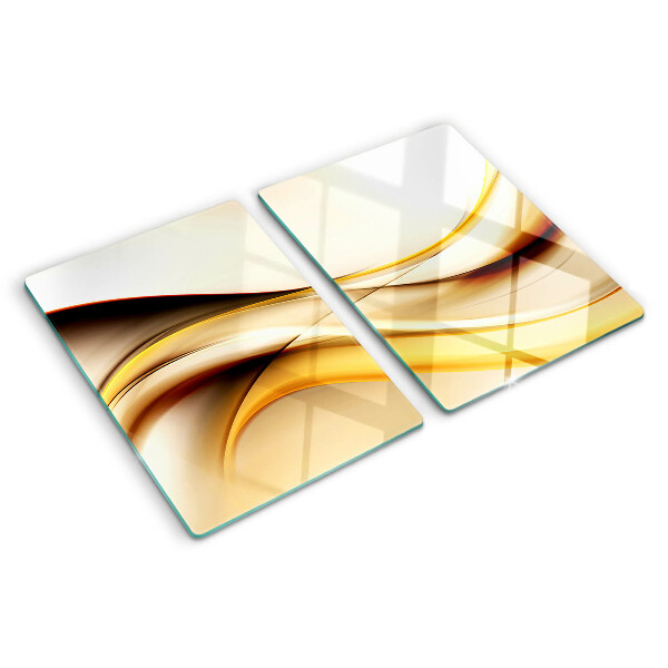 Tabla de cortar de cristal Ondas abstractas en tonos dorados