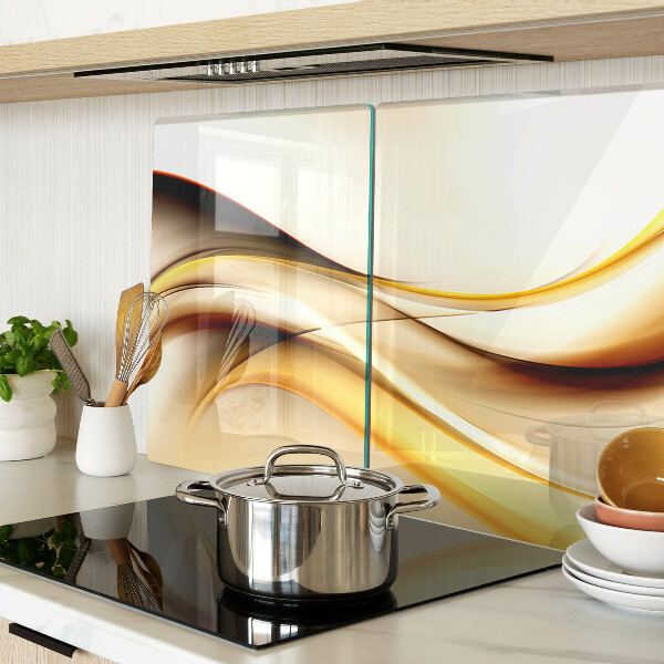 Deska kuchenna szklana Abstrakcyjne fale w odcieniach złota
