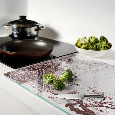 Tabla para cortar Paisaje de montaña con árboles en flor