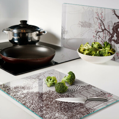 Tabla para cortar Paisaje de montaña con árboles en flor
