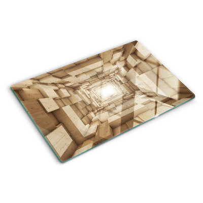 Tabla de cortar de cristal El interior del túnel de madera.