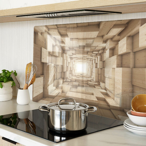 Tabla de cortar de cristal El interior del túnel de madera.