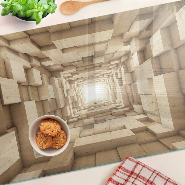 Tabla de cortar de cristal El interior del túnel de madera.