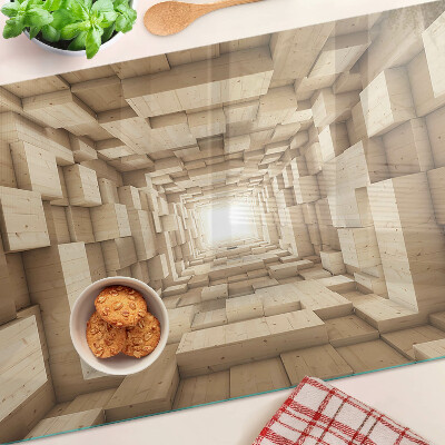 Tabla de cortar de cristal El interior del túnel de madera.