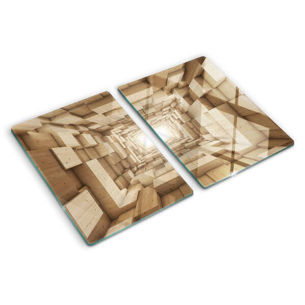 Szklana deska kuchenna Wnętrze drewnianego tunelu