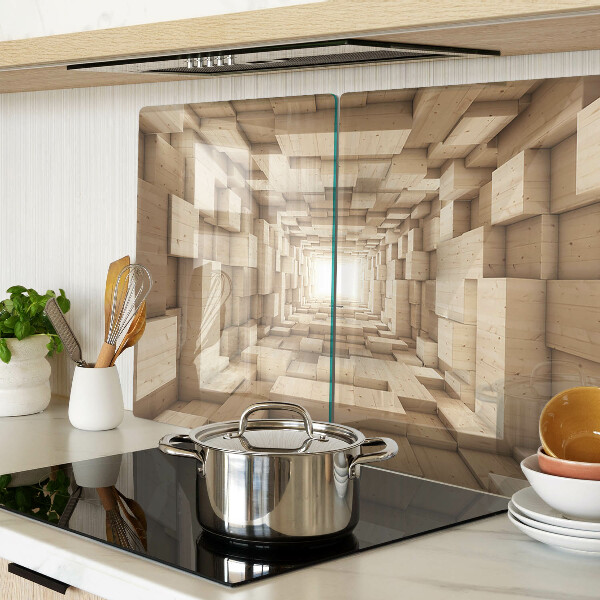 Szklana deska kuchenna Wnętrze drewnianego tunelu