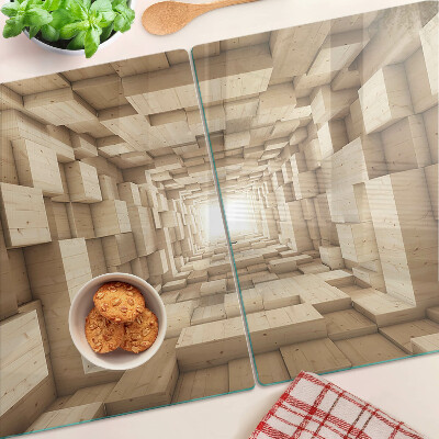 Tabla de cortar de cristal El interior del túnel de madera.