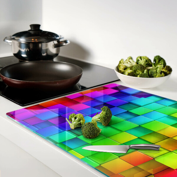 Tabla de cocina Cuadrados de arcoíris en un mosaico