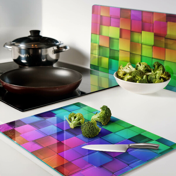 Tabla de cocina Cuadrados de arcoíris en un mosaico