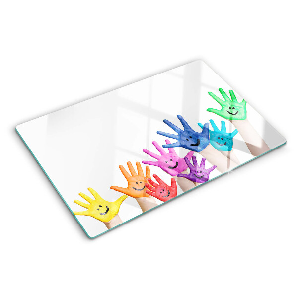 Tabla de cortar Manos sonrientes de colores