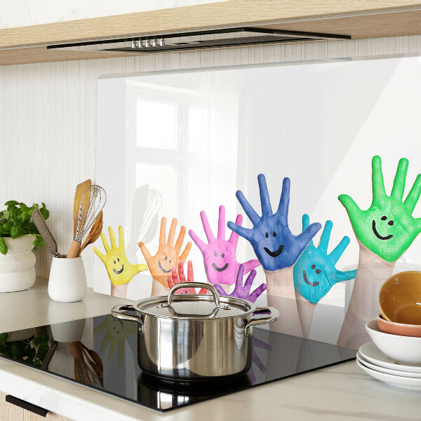 Szklana deska do krojenia Kolorowe uśmiechnięte dłonie